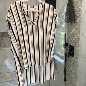 Slimming, Vertical Striped blouse with Mustard yellow  Women’s Large